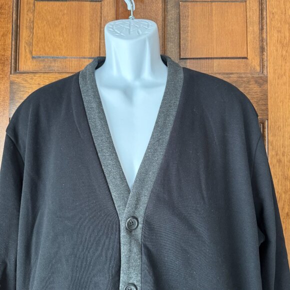 Express Black w/Gray Trim Button Close V-Neck Cardigan Jacket X-Large - Picture 2 of 13